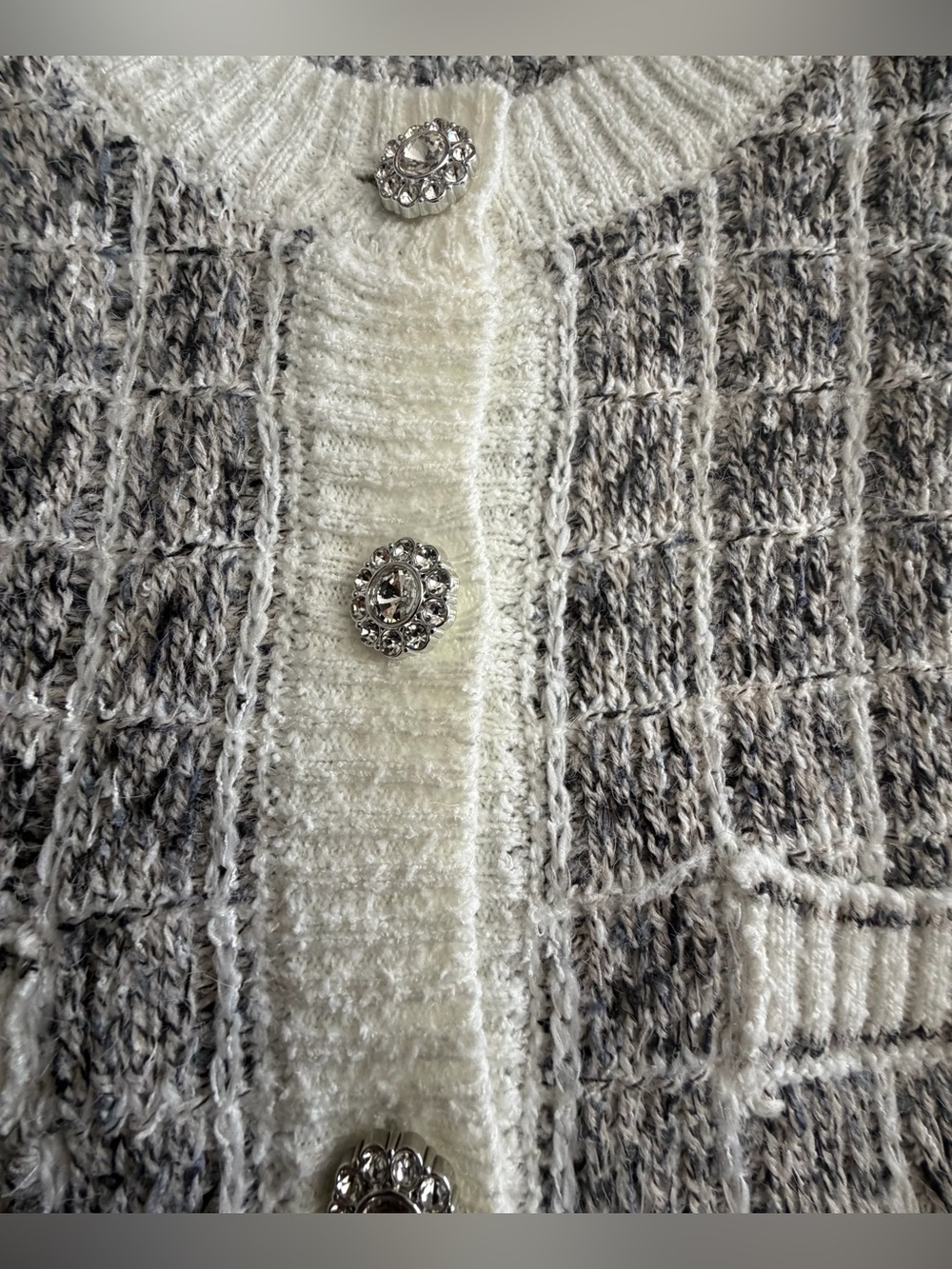 VENUS Cropped Ivory & Heather Gray Boucle Knit Cardigan & Mini Skirt Set NWOTs - Picture 4 of 9